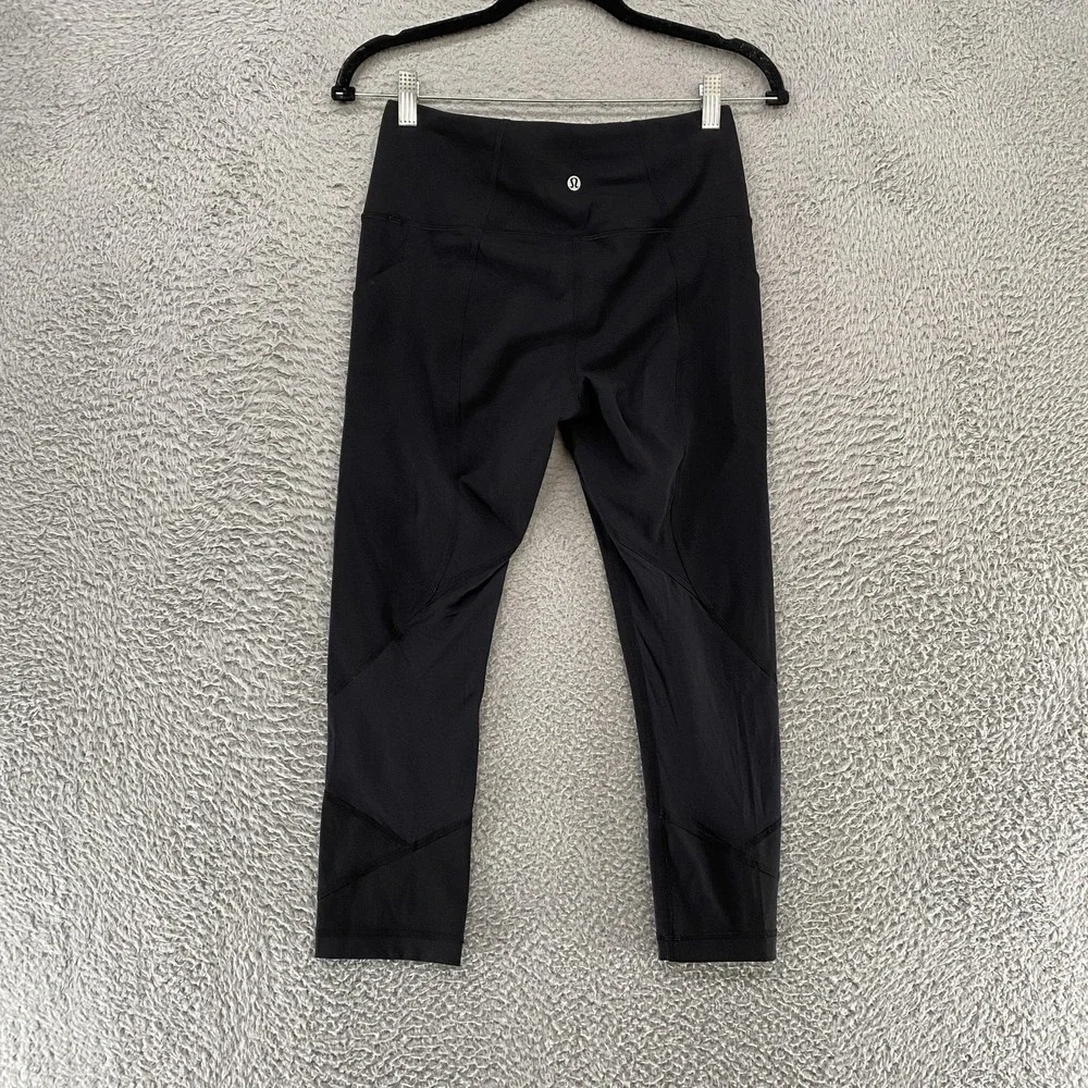 Lululemon Pace Rival Leggings Womens‎ 6 Black High Rise Crop 22 Pocket Running